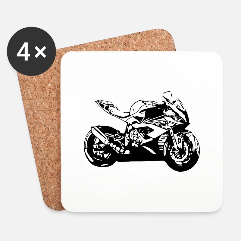 Motorrad - Untersetzer (4er-Set) - Weiß