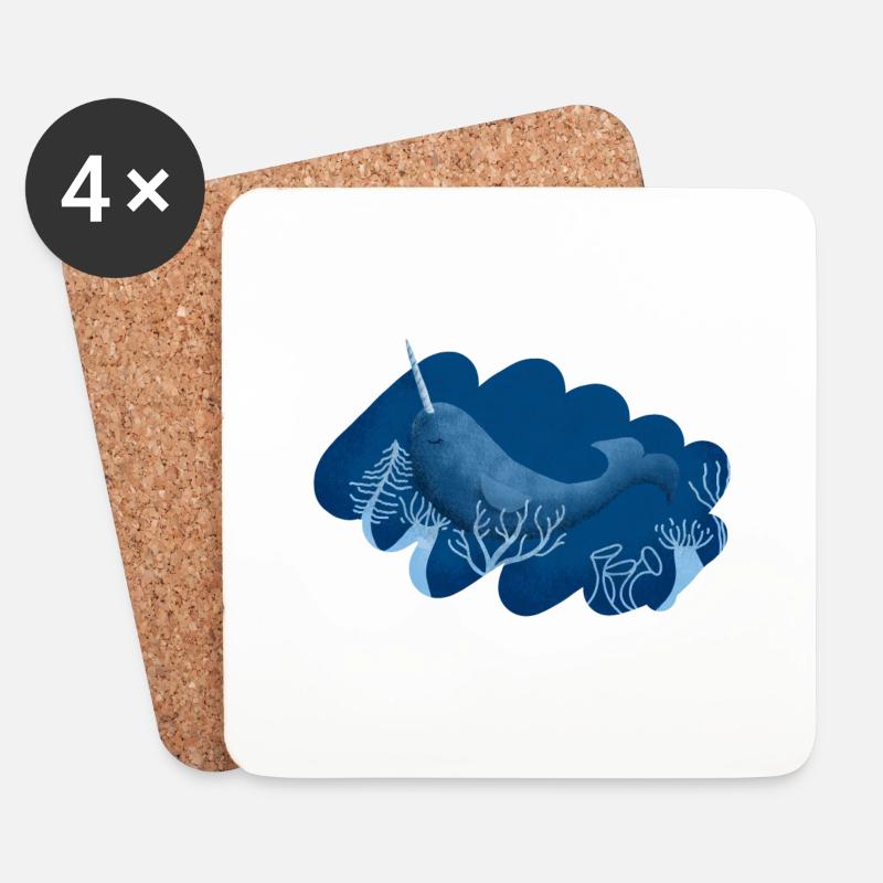deep sea magic narwhal - Coasters (set of 4) - white