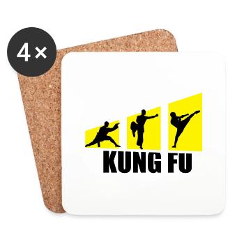 Kung Fu Kämpfer - Untersetzer (4er-Set) - Weiß - Vorne