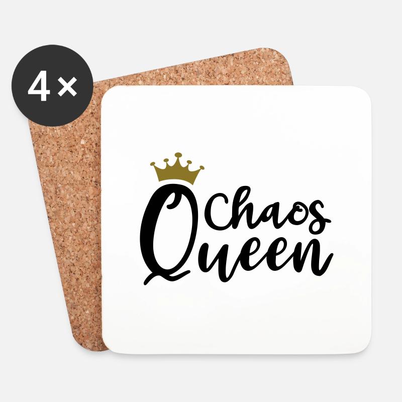 Chaos Queen Chaotin chaotisch Krone Königin Chaot - Untersetzer (4er-Set) - Weiß
