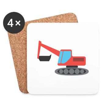 Excavator - Coasters (set of 4) - white - Front