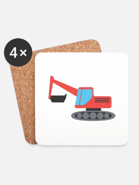 Excavator - Coasters (set of 4) - white