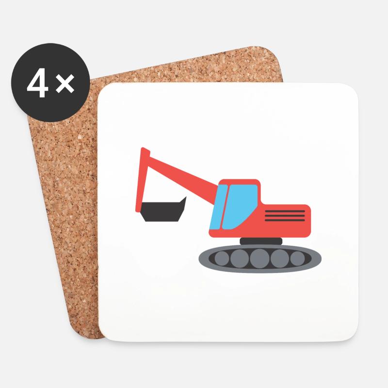 Bagger - Untersetzer (4er-Set) - Weiß