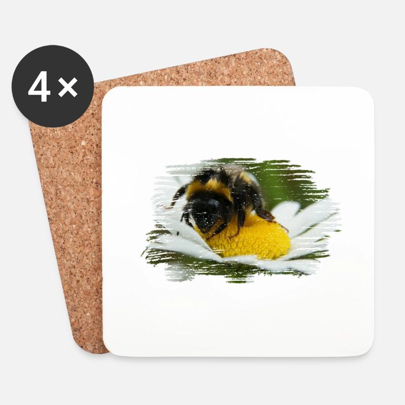 Hummeln gehört zu den Wildbienen - Untersetzer (4er-Set) - Weiß