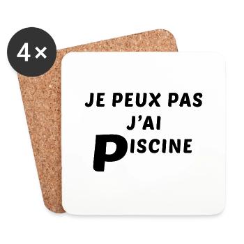 je peux pas j'ai piscine - Dessous de verre (lot de 4) - blanc - Devant