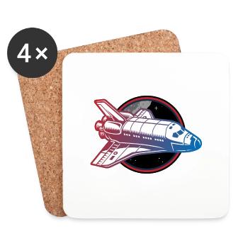 spaceship space shuttle - Coasters (set of 4) - white - Front