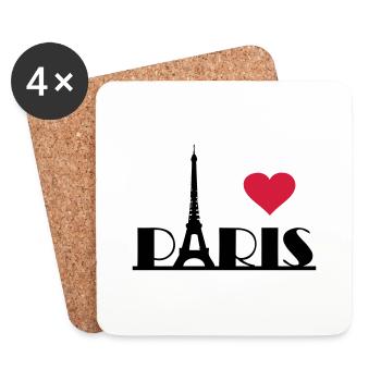 I love Paris Frankreich Eiffelturm Herz - Untersetzer (4er-Set) - Weiß - Vorne