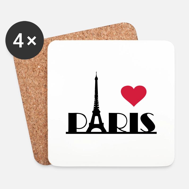 I love Paris Frankreich Eiffelturm Herz - Untersetzer (4er-Set) - Weiß