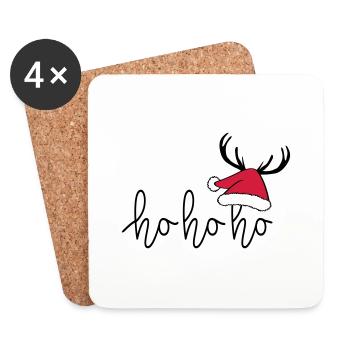 Slogan ho ho ho, Happy Christmas, Santa. - Coasters (set of 4) - white - Front