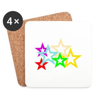 bunte Sterne - Untersetzer (4er-Set) - Weiß - Vorne