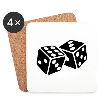 Würfel Würfeln Glücksspiel Spielen Spielwürfel - Untersetzer (4er-Set) - Weiß - Vorne