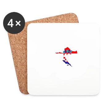 Croatie Rythme cardiaque - Dessous de verre (lot de 4) - blanc - Devant