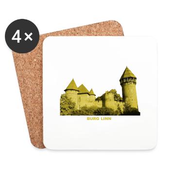 Château de Linn Krefeld Château à douves Nordrheim-Westphalie - Dessous de verre (lot de 4) - blanc - Devant