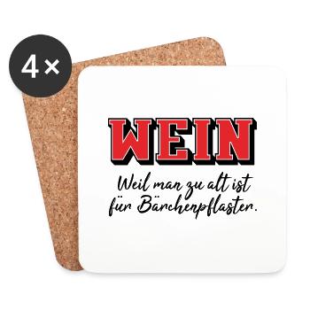 wein ist ein seelentröster - Untersetzer (4er-Set) - Weiß - Vorne
