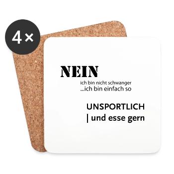 Nicht Schwanger - nur kräftig - Untersetzer (4er-Set) - Weiß - Vorne
