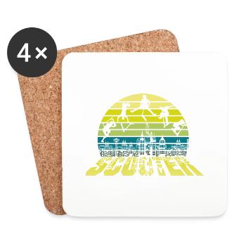 Retro stunt scooter stunts over the city - Coasters (set of 4) - white - Front