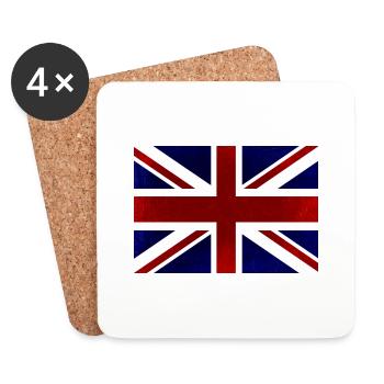 British Flag, United Kingdom, Red, White And Blue - Coasters (set of 4) - white - Front