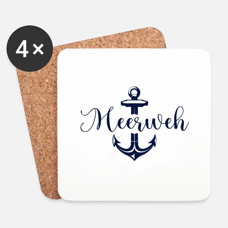 Meerweh mit Anker - Untersetzer (4er-Set) - Weiß