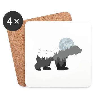 Bear in nature, mountains - Coasters (set of 4) - white - Front