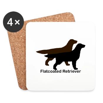 Flatcoated Retriever black and liver - Coasters (set of 4) - white - Front