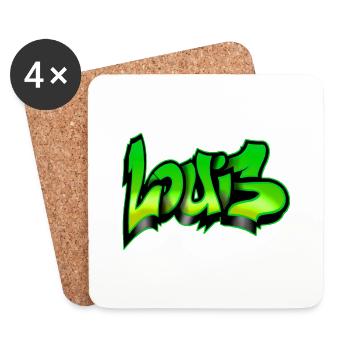 graffiti name prenom LOUIS VERT GREEN - Dessous de verre (lot de 4) - blanc - Devant