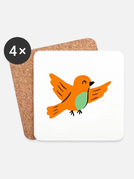 süßer kleiner fliegender Vogel - Untersetzer (4er-Set) - Weiß