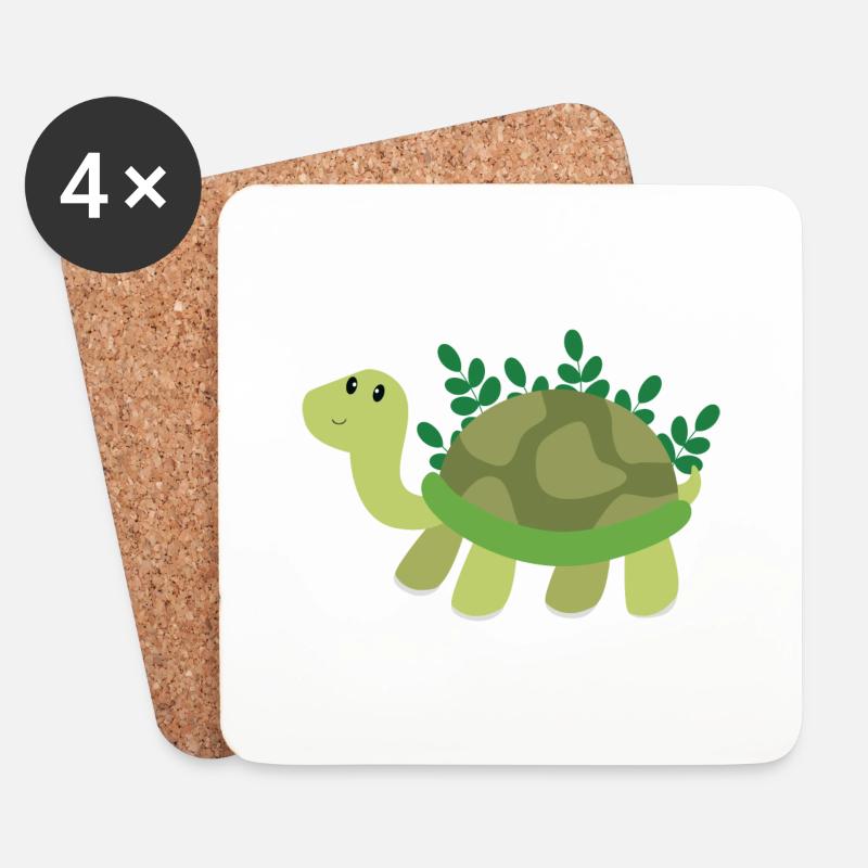Schildkröte - Untersetzer (4er-Set) - Weiß