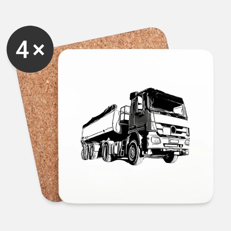 Lastwagen - Untersetzer (4er-Set) - Weiß