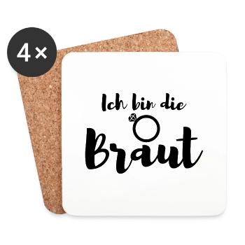 Braut Hochzeit Ring JGA Geschenk - Untersetzer (4er-Set) - Weiß - Vorne