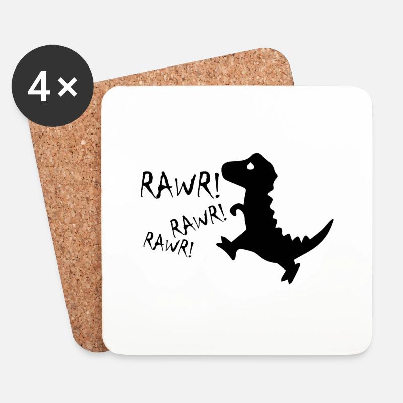 Dinosaurier Dino - Untersetzer (4er-Set) - Weiß