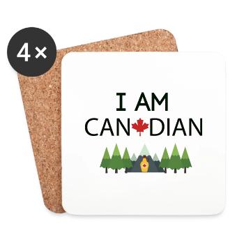 I am canadian. Humour voyage, passion canada - Dessous de verre (lot de 4) - blanc - Devant