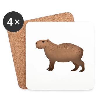 Hand gezeichnet Capybara stehend - Untersetzer (4er-Set) - Weiß - Vorne
