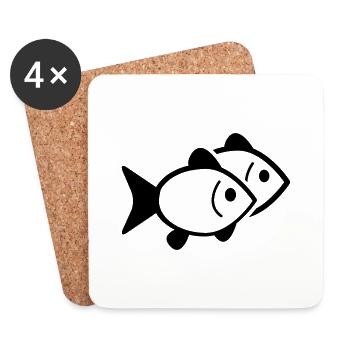 poissons - Dessous de verre (lot de 4) - blanc - Devant