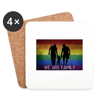 We are Family - Regenbogenfamilie- 2 papas Dads - Untersetzer (4er-Set) - Weiß - Vorne
