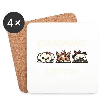 Damen Grooming Göttin Motiv für Hundefriseur, Hund - Untersetzer (4er-Set) - Weiß - Vorne