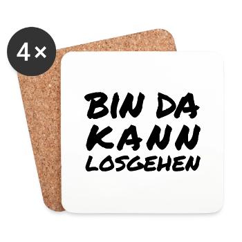 bin da kann losgehen - Untersetzer (4er-Set) - Weiß - Vorne