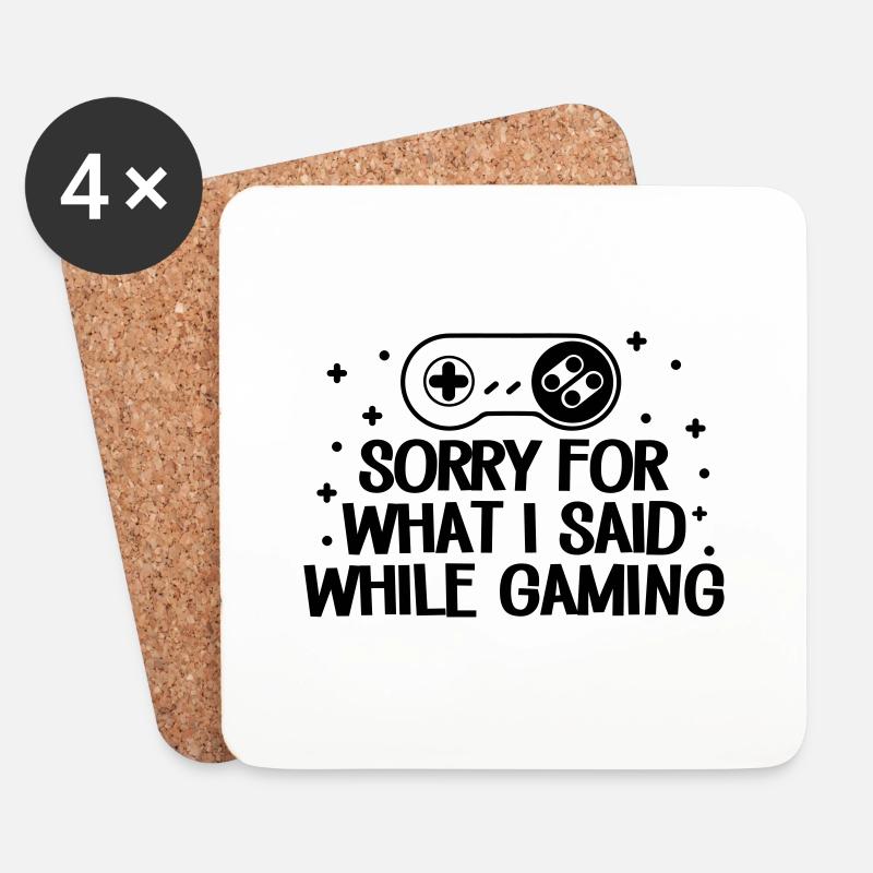 Sorry For I Said While Gaming - Untersetzer (4er-Set) - Weiß