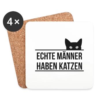 Echte männer haben katzen Geschenk Haustiere Tiere - Untersetzer (4er-Set) - Weiß - Vorne