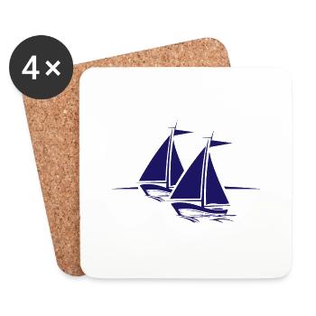 Voile bateau cadeau bateau voilier capitaine - Dessous de verre (lot de 4) - blanc - Devant