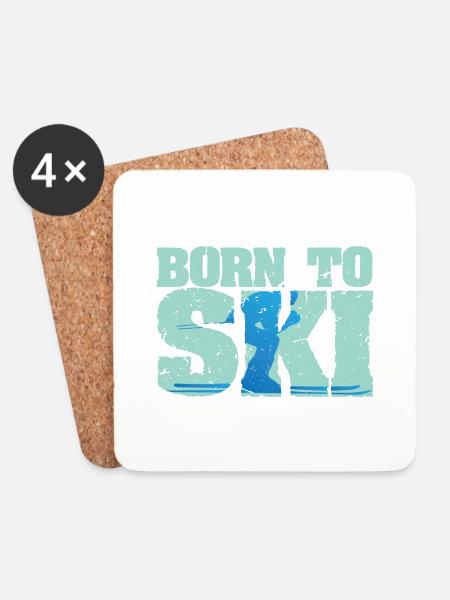 Ski - Born To Ski - Untersetzer (4er-Set) - Weiß