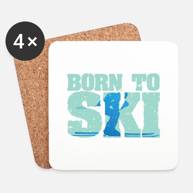 Ski - Born To Ski - Untersetzer (4er-Set) - Weiß