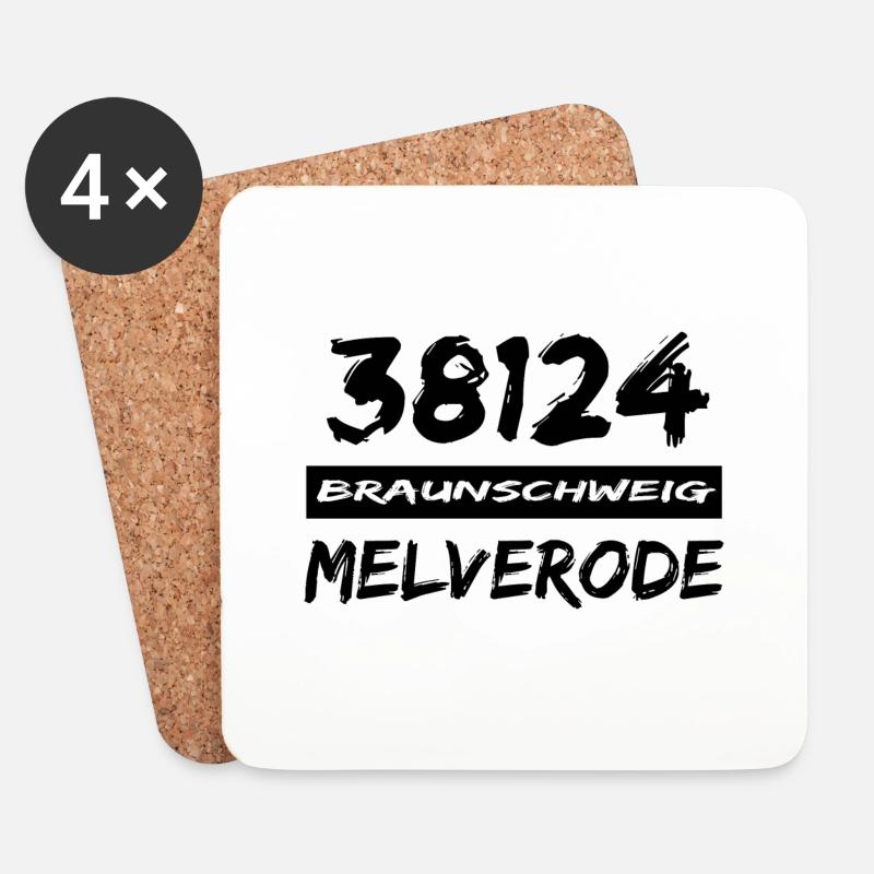 38124 Braunschweig Melverode - Untersetzer (4er-Set) - Weiß