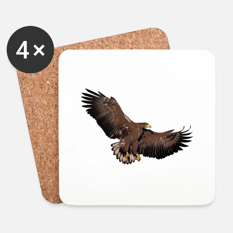 Adler spaehend - Untersetzer (4er-Set) - Weiß