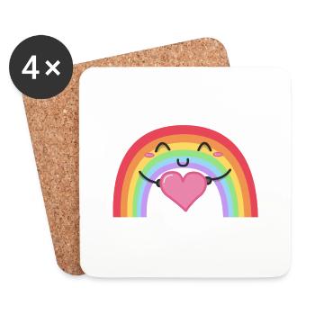 Regenbogen - Untersetzer (4er-Set) - Weiß - Vorne
