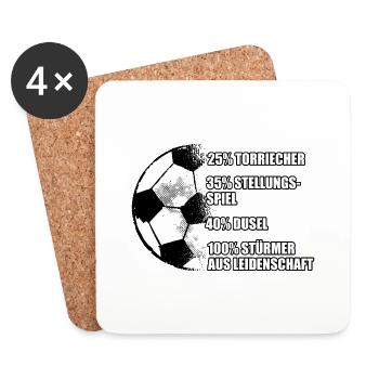 Stürmer Spruch Fußball Goalgetter Torschützenkönig - Untersetzer (4er-Set) - Weiß - Vorne