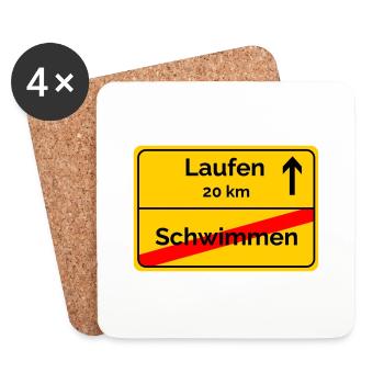 Ortsschild Schwimmen Laufen Sprintdistanz - Untersetzer (4er-Set) - Weiß - Vorne