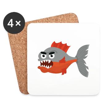 Piranha - Dessous de verre (lot de 4) - blanc - Devant