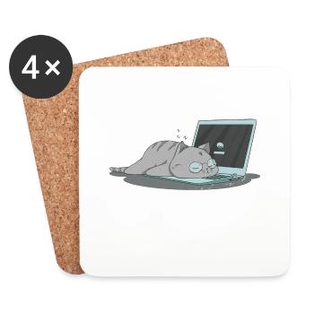 Sleeping cat i love home office - Dessous de verre (lot de 4) - blanc - Devant