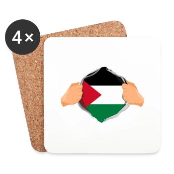 Starkes palästinensisches Helden-Spaßgeschenk - Untersetzer (4er-Set) - Weiß - Vorne