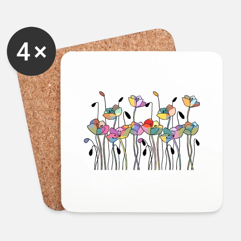 Blumen - Untersetzer (4er-Set) - Weiß